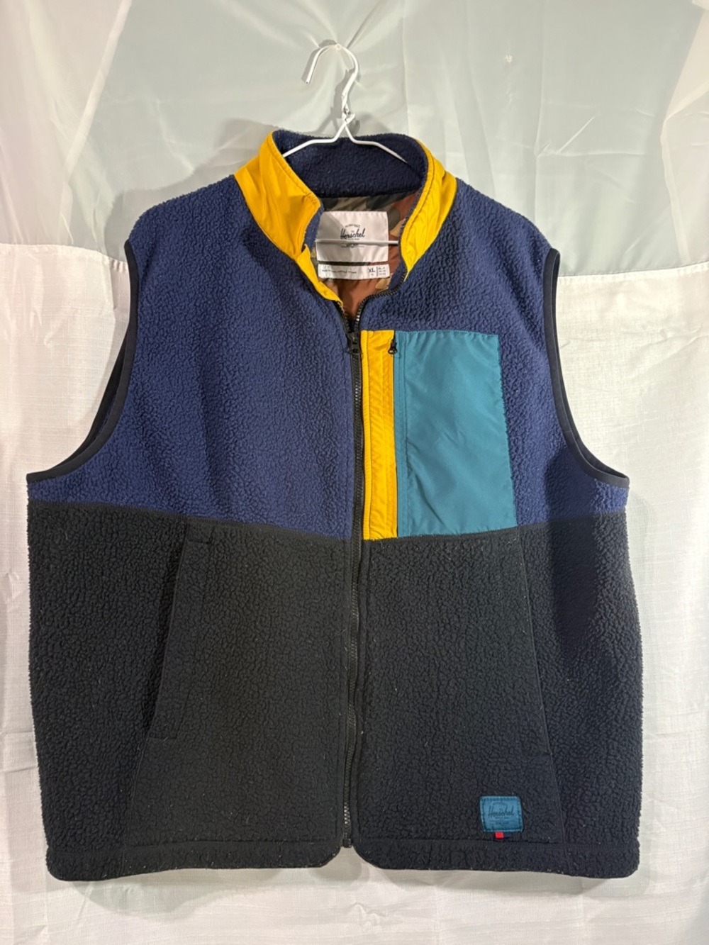 Herschel Supply Company Navy, Black, Yellow & Teal Fleece Vest